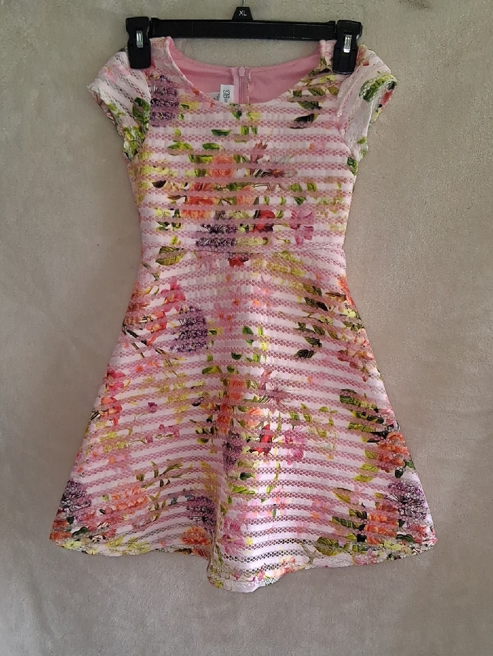 Girls' Pink Floral Fit-and-Flare Dress